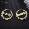 Hoop Huggie DOREMI Stainless Steel Bamboo Hoop Earrings Customize Name Earrings Bamboo Style Custom Hoop Earring With Statement Words Number 231208