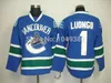 Cheap Vancouver Canucks Hockey Jerseys #1 Roberto Luongo Jersey Claret Red 100th Anniversary Black White Blue Stitched Jerseys