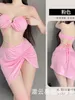 Arbeitskleider Stil Frauen aushöhlen einfarbig Erotik Charm Top Sexy Riemen Hohe Taille Split Nachtclub Kurzer Rock Set Leidenschaftlich 1XIG