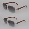 Nuevo Moissanite Diamond Set Gafas de sol para mujer Hombre Original Madera Sin montura Mujer Gafas de sol Piedras grandes 2 5 quilates Diamante C Decorat296J