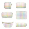 Cosmetic Bags Cases S M L XL Makeup Bag Rainbow Plaid Toiletry Storage Pouch Grid Pattern Outdoor Fanny Pack Travel Wash Gift Organizer 231208