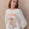 Kadın Hoodies Sweatshirts 2023 Sonbahar/Kış Yeni Kadınlar Giyim Küçük Ayı Akademi Tarzı İşlemeli Peluş Peluş Peluş Sıradan Yuvarlak Boyun Seti Head Gueet Giyim