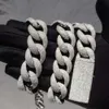 Индивидуальная индивидуальная качество 22 мм кубинская связь Moissanite Diamond Chain 925 Серебряное серебро белое золото цепь алмаза