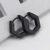 Hoop örhängen srcoi enkelt rostfritt stål hexagon geometriska huggie för kvinnor smycken tillbehör geometrisk