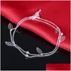 Anklets Retail 3Pcs 925 Sterling Sier Anklet Unique Nice Y Simple Beads Chain Ankle Foot Jewelry Drop Delivery Dhygk