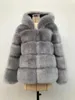 Hiver épais chaud fausse fourrure manteau femmes fourrure à capuche à manches longues veste de luxe manteaux Bontjas