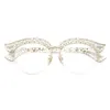 Cubojue Cat Eye Pearl Women Okulary przezroczyste soczewki Przezroczyste modne okulary okulary Kobieta pół ramy okulary okulary panie 286n