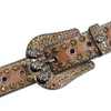 Simon Punk Bb Rhinestone Belt Skull Buckle Man Leather Strap Western Cowboy Y2K Girls Fashion Belt for Jeans Accessories