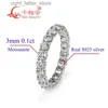 Con pietre laterali 0,1 ct 3 mm rotondo D vvs moissanite full Eternity Band anello gioielli in argento sterling 925 uomo donna regalo di fidanzamento festa incontri YQ231209