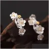 Charms 925 Sterling Sier Plum Stud örhängen Kvinnlig etnisk handgjorda blommande blommaörhängen för kvinnor Modergåvor Drop Delivery Jewelr Dheoi