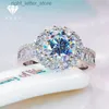 Com pedras laterais luxo D cor moissanite 925 prata esterlina banhado a platina 3 anel de casamento para mulheres noivado joias finas jantar presente YQ231209