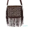 Avondtassen hele bruine koe dames vegan lederen hobo fringe crossbody tassel portemonnee dame vintage kleine handtas schattig for257n