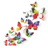 Väggklistermärken 12st blandad färg dubbel lager fjäril 3D vägg klistermärke för bröllopsdekoration magnet fjärilar kyl klistermärken 231208