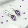 Boucles d'oreilles pendantes Huitan poire violet Zircon cubique pour femmes Simple élégant charmant mariage usage quotidien tempérament dame bijoux