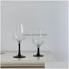 ワイングラスワイングラスヴィンテージゴブレットフレンチスタイルガラスシャンパンブラックカップホームデコレーションアクセサリーパーソナライズドリンクウェアDHR2m