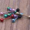 Outros acessórios de moda elegante colorido bola de aço inoxidável jóias 100pcslot mix cores barbell língua anéis barras piercing 231208