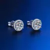 Boucles d'oreilles rondes luxueuses en argent S925, 0,5 ct et 1 ct, diamant Moissanite, Version coréenne, cadeau pour petite amie