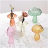 Vases Vases Vase à fleurs en forme de champignon Vase en verre transparent Plante hydroponique Aromathérapie Bouteille Décoration de bureau Ornement 231009 Drop Dhbfw