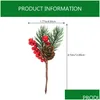 Flores decorativas grinaldas 10/20/30 pçs artificial natal berry árvore pinheiro ramos natal falso picaretas simation vermelho navidad gota entregar otwpl