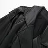 Women's Leather 2024 Black Faux Loose Double Breasted Trench Belted Streetwear Long Coat Winter Overcoat