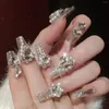 Fałszywe paznokcie Pearl Rhinestone Decor Clear Długie odporne na chipsy Fakie