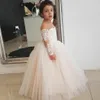 女の子のドレス豪華なクリスタルウェディングのための肩の花のドレス