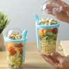 Su Şişeleri 1 Set 400ml Salata Kupası Şık Yeniden Kullanılabilir Yulaf Ezmesi Vücut Zayıflama Kapak Kaşık Ev Malzemeleri