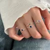 Cluster Rings Korea Minority Personality Pull-out Color Zircon Love Star Ring Female Simple Temperament Women Girls Party Accessories