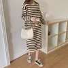 Basis Casual jurken vrouwen herfst y2k trui Koreaanse stijl kleding op striped lange mouw losse pullover plus size gebreide jurk 231208