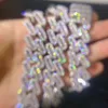 18 Mm 16" 18" 20" 22" 24 Inches Vvs Baguette Moissanite Silver Necklace Cuban Link Chain