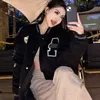 Women's Jackets Deeptown Vintage Baseball Varsity Jacket Women Oversized Streetwear Casual Embroidery Bomber Black Jackets College Autumn Winter 231208