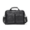 Briefcases Men's bag waterproof leather briefcases Business Laptop Large capacity Men handbag Solid black shoulder male 231208