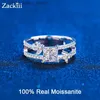 With Side Stones Certified Princess Moissanite Engagement Rings for Women Platinum Plated Sterling Silver Diamond Floral Vine Promise Bridal Ring YQ231209