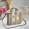 Retro Tote Shopper Bags Fashion Women's Woody Canvas Linne Hobo Cross Body Raffias Weekender Lady Designer Purse Handväska Koppling axelstrandpåse