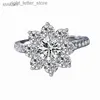 Mit Seitensteinen Sterling Silber S925 Moissanit Sonnenblume Damen Ring D Farbe Moissanit 1 Hochzeitsgeschenk Ring Luxus Design YQ231209