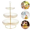 Dinnerware Sets Metal Fruit Basket Kitchen Accessories For Vegetable Storage Bread Rack Layer Family