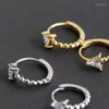 Orecchini a cerchio Moda Argento sterling 925 Zircone geometrico Fibbia per l'orecchio per le donne Gioielli semplici europei Huggies penetranti AEZ88