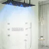 Pommeau de douche hydroélectrique noir 32x16 pouces, plafond de douche thermostatique intégré, salle de bains, ensemble de robinets de douche à brouillard de pluie