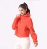 lu-67 스쿠버 후드 풀 지퍼 야외 레저 스웨터 체육관 옷 여성 상판 운동 피트니스 느슨한 두꺼운 요가 재킷 운동 달리기