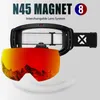 Óculos de esqui MAXJULI Profissional Magnético Óculos de Esqui Dupla Camada Lente Anti-nevoeiro UV400 Esqui Snowboard Óculos Snowmobile para Homens Mulheres M6 231208