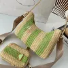 Vintage kvinnor raffia halmväv strand designer väska tote mens weekender rese axel crossbody clutch väskor högsta kvalitet sommar shoppare lyx triangel handväskor