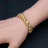 Punk Chunky Hand Chain Bracelet 12MM 14k Yellow Gold Heart Wristband Bracelets For Men Women Fashion Jewelry Braslet