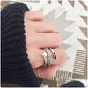 Charms New Sier Spiral Natural Freshwater Pearl Rings Anillos for Women 925 Sterling Three Layer Twist Sticking Finger Ring Bijoux Dro DHR4M