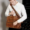Briefcases JOYIR Genuine Leather Mens Briefcase Laptop Casual Business Tote Bags Shoulder Crossbody Bag Men's Handbags Large Travel 231208