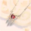 Pendentif Colliers Collier romantique en forme de coeur Charmant Femmes Bijoux en cristal rouge Mode Saint Valentin Cadeaux Drop Livraison Penda Dhjjg