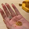 Anillos de racimo Gran ancho Doble Capas Amor Corazón Metal Apertura redonda Anillo de dedo ajustable para mujeres Joyería de moda