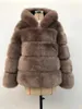 Hiver épais chaud fausse fourrure manteau femmes fourrure à capuche à manches longues veste de luxe manteaux Bontjas