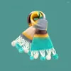 Ethnic Clothing Sweet Girl Rainbow Stripes Thicken Winter Long Scarf Korean Y2K Warm Soft Women Shawl Wraps Colorful Fluffy Scarves Stole