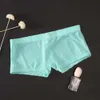 Meia transparente dos homens sexy boxer hombre cuecas gay cuecas de seda gelo sem costura boxers shorts deslizamento homme