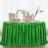 테이블 스커트 6ft/9ft 폴리 에스테르 주름 테이블 스커트 녹색/핑크 프릴 식탁 용 웨딩 연회 생일 파티 테이블 장식 231208